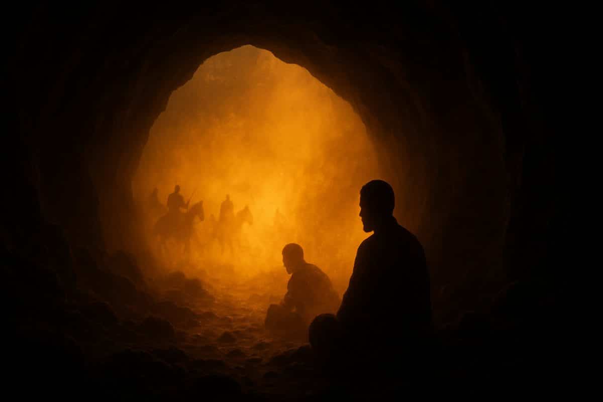 تصویر انتزاعی آرامش پیامبر اسلام در لحظات پراضطراب