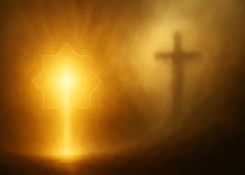 تصویر مفهومی درباره انکار تصلیب مسیح و نمایان شدن حقیقت در نور الهی