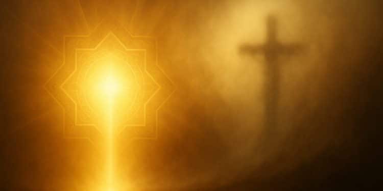 انکار تصلیب مسیح در قرآن و نقش آن در اثبات صداقت پیامبر اسلام 1 تصویر مفهومی درباره انکار تصلیب مسیح و نمایان شدن حقیقت در نور الهی