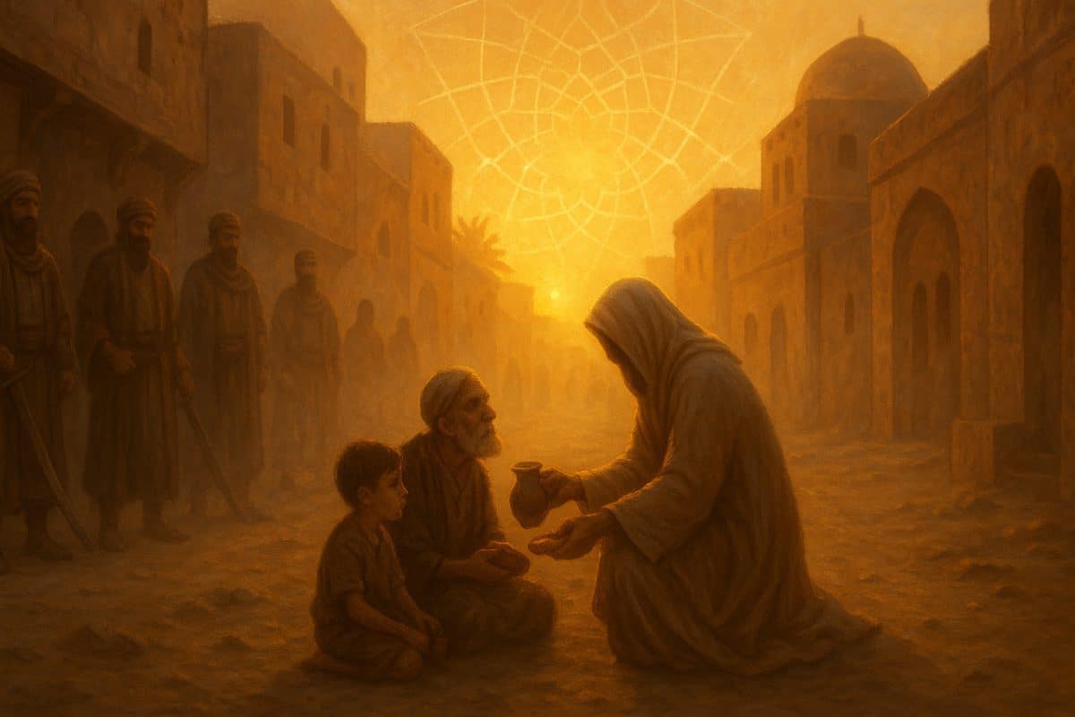 کاور مفهومی طلایی از اخلاق پیامبر اسلام در کمک به فقرا و ناتوانان