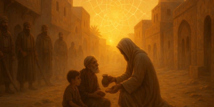 کاور مفهومی طلایی از اخلاق پیامبر اسلام در کمک به فقرا و ناتوانان